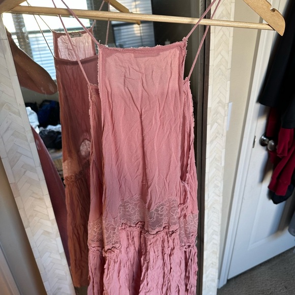 Free People Elegant Pink Fringe Lace Trim Dress - Picture 2 of 4